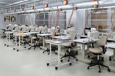 MVMT Tech chairs in industrial textile environment