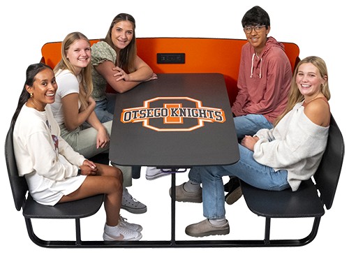 FBT Fold & Roll Booth with Otsego HS logo, students