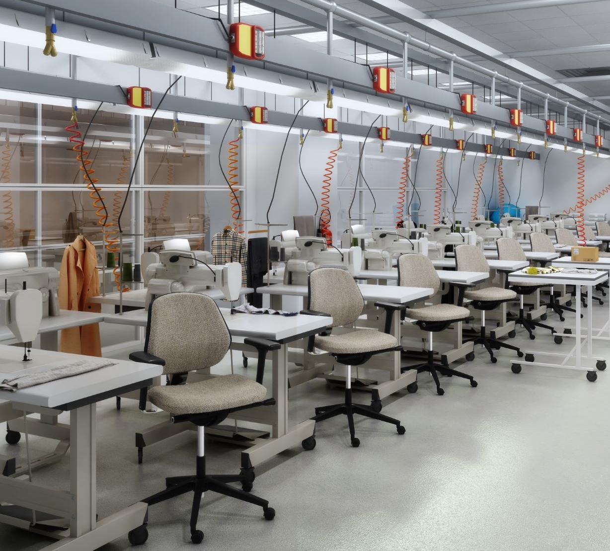 MVMT Tech chairs in industrial textile environment